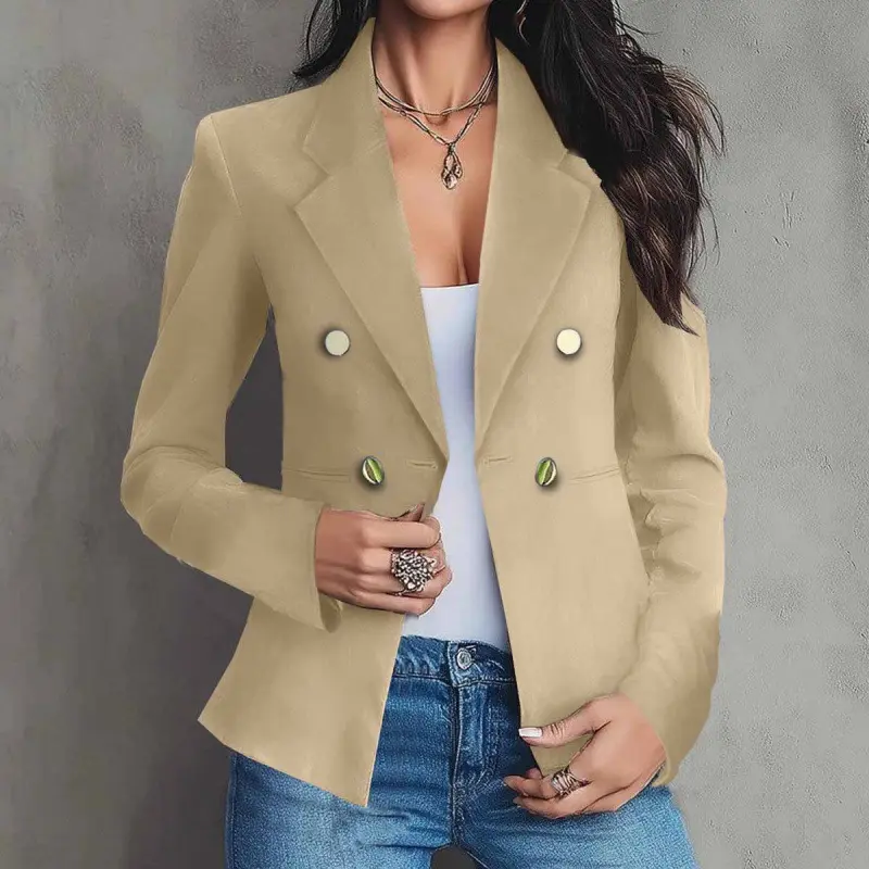 Tailored Double-Breasted Women’s Blazer with Buttons - Black Tailored Double-Breasted Women’s Blazer with Buttons - Black