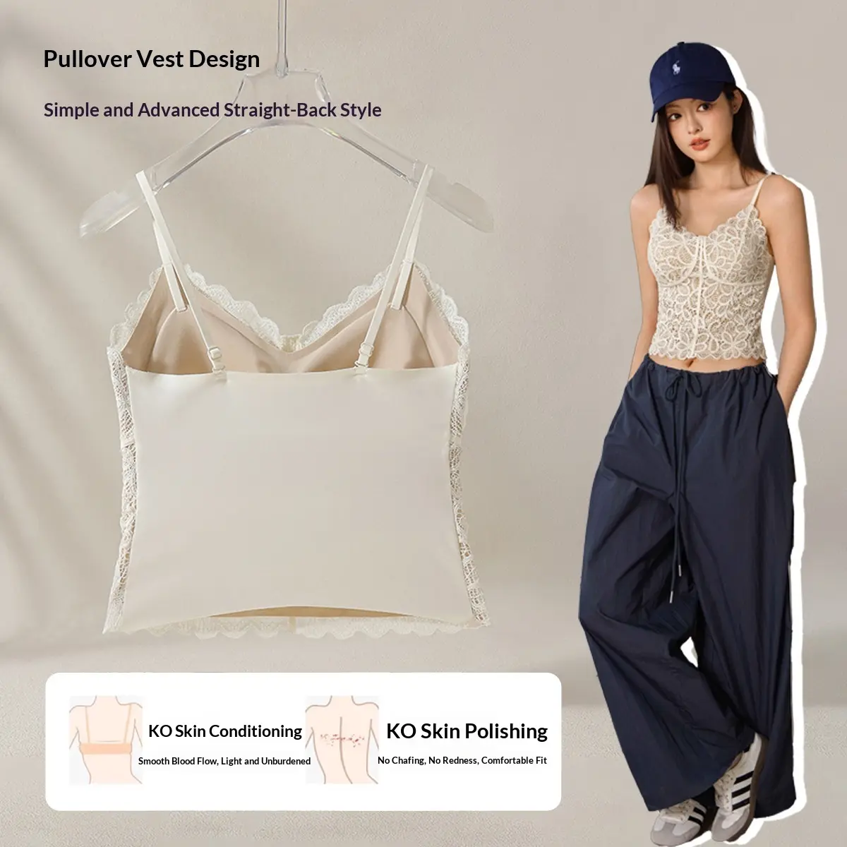 Lightweight Padded Lace Camisole for Slim Layering Fit