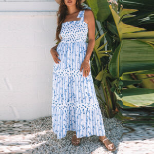 High-Waist A-Line Flower Sling Dress for Women