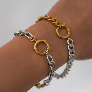 Stainless Steel 18K Gold Cuban Two-Tone Bracelet