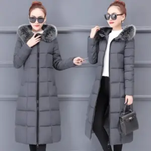 Warm Korean-Style Over-the-Knee Down Cotton Coat