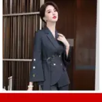 Office Plaid Business Suit Set for Women - Polyester Blend