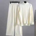 088c623f-76ea-4fe3-9bdf-5ede3807b9a1.webp High-end Mock Neck Sweater Wide-leg Pants Suit Women