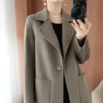 Everyday Warm Mid-Length Wool-Blend Coat with Petal Sleeves