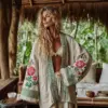 Buttonless Linen Shawl-Printed Shirt for Travel Ethnic Style Buttonless Linen Shawl-Printed Shirt for Travel Ethnic Style