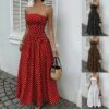 Flattering Off-Shoulder Polka Dot Dress with High-Waist