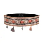 Ethnic Beaded Waist Seal with Hemp Rope, Wide 74 cm