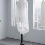Short Veil Soft Mesh Sequined Lace White Ivory