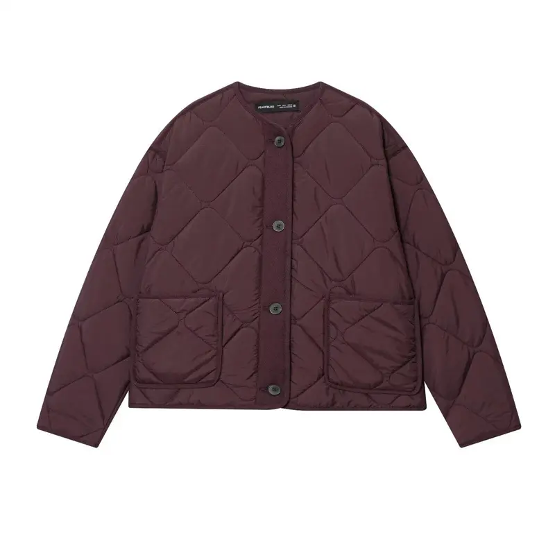 Warmth-Boosting Padded Cotton-Feel Jacket for Women with Pockets Warmth-Boosting Padded Cotton-Feel Jacket for Women with Pockets