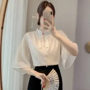 New Chinese Style Short Sleeve Shirt Women