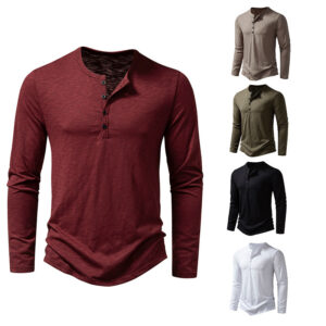 Flexible Men’s Long Sleeve T-Shirt Pullover Solid Color - Spandex