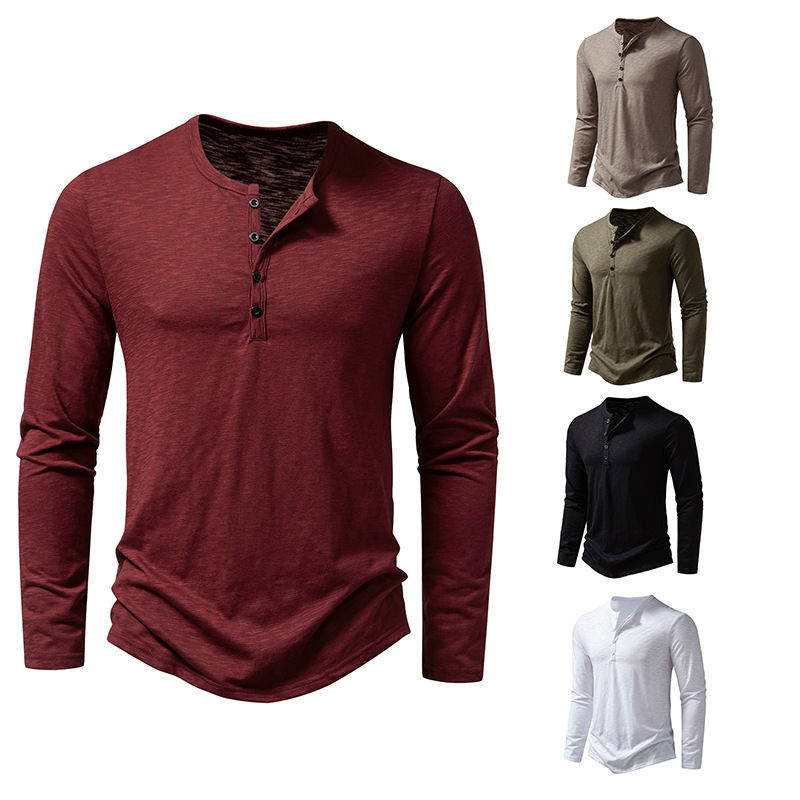 Flexible Men’s Long Sleeve T-Shirt Pullover Solid Color - Spandex