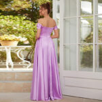 Figure-Flattering Long Bridesmaid Dress with Tight Waist