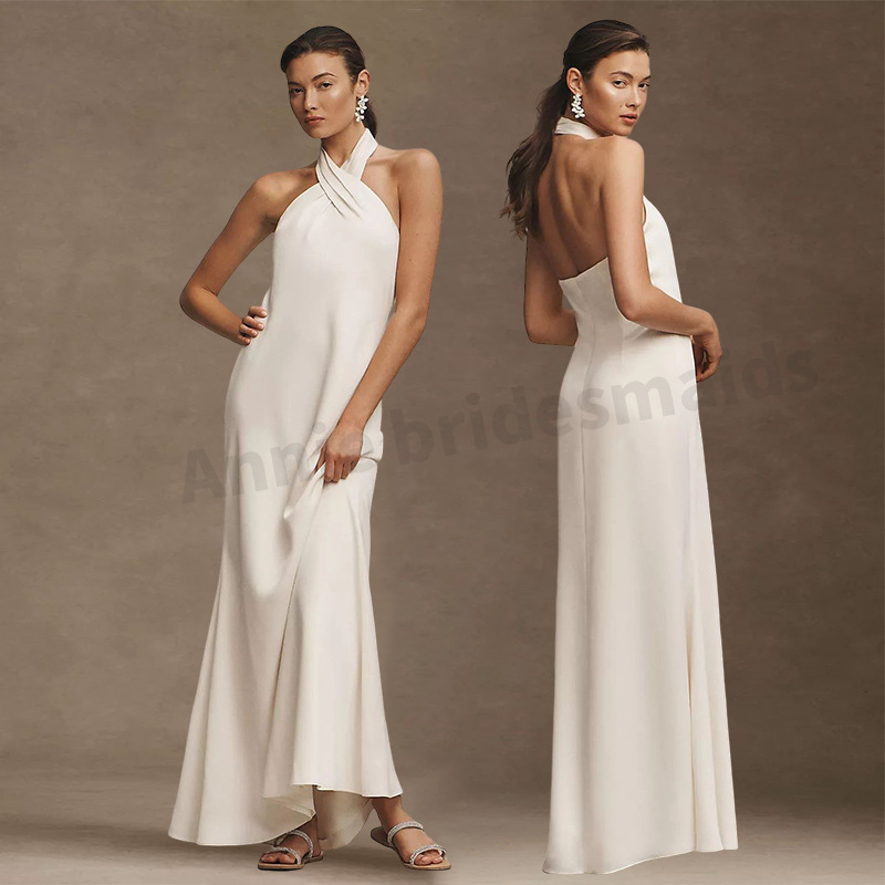 Satin Bridesmaid White High-grade Dress Satin Bridesmaid White High-grade Dress