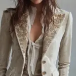 Womens Fashion Printed Lapel Flare-Sleeve Blazer