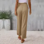 0c281b24-33ca-4302-b55e-e734e5d59870.webp Elasticated Waist Khaki Pleated Straight-Leg Trousers