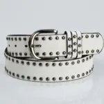 Womens Soft PU Leather Belt with Pin Buckle & Rivets 3.6 cm