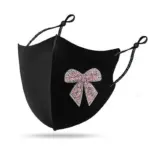 Shiny Diamond Bow Cloth Face Mask with Dustproof Fit