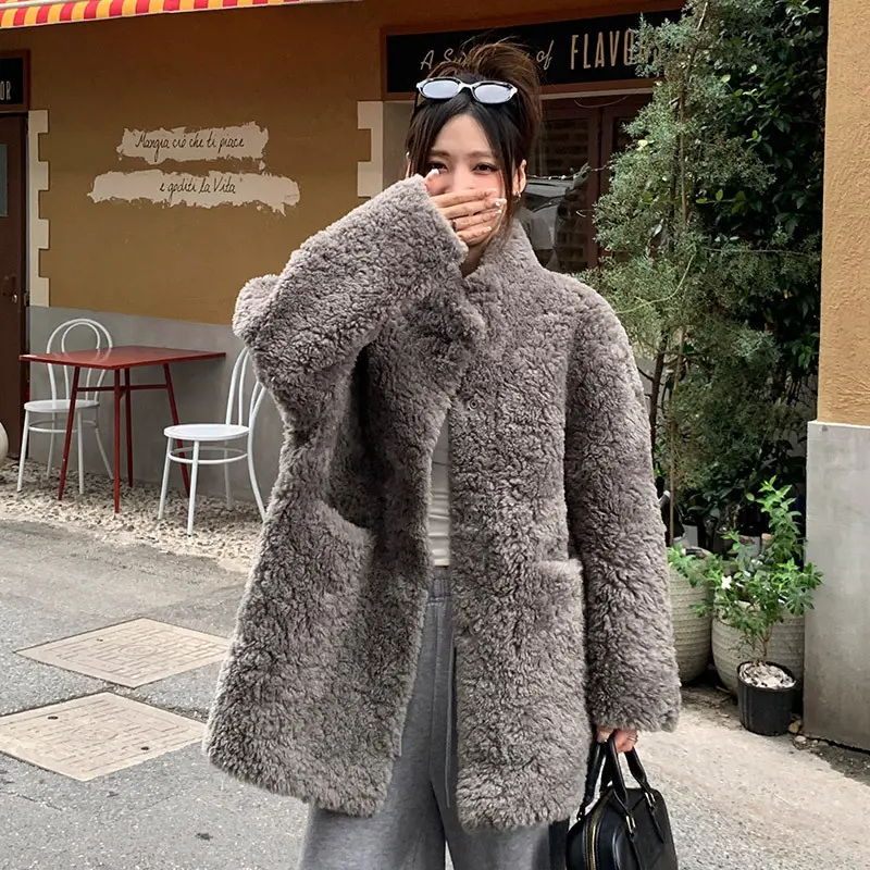 Warm Chenille Women’s Mid-Length Coat with Princess Sleeves