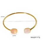 Rose Quartz Inlay Stainless Steel Bracelet with Two Stones