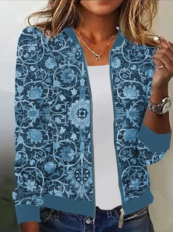 Printed Womens Top Baseball Uniform Flight Jacket Outerwear