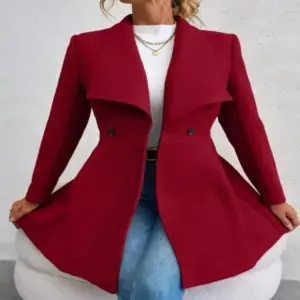 Slim-fit Long Fashion Lapel Women's Wool Coat