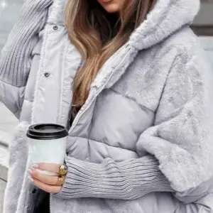 Warm Patchwork Cotton Padded Jacket for Women - Loose Fit