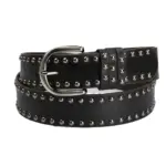 Womens Soft PU Leather Belt with Pin Buckle & Rivets 3.6 cm