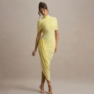 High-Waisted Pleated Slim-Fit Pullover Dress for Streetwear