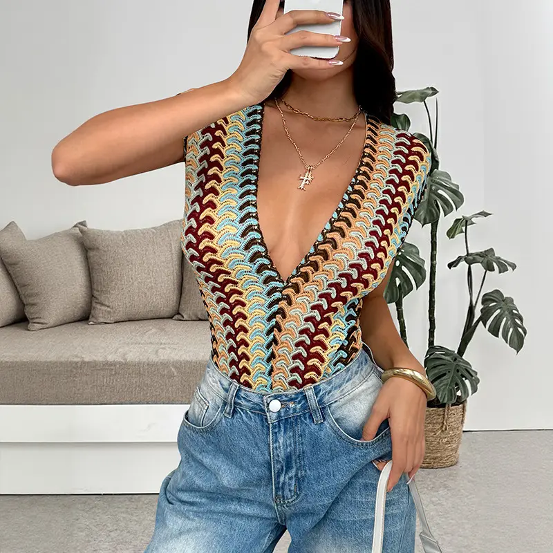 New Womens Colorful Embroidered Striped Jumpsuit New Womens Colorful Embroidered Striped Jumpsuit