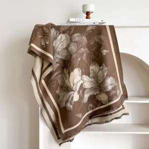 Warmth-Keeping Faux Cashmere Neck Warmer Shawl, 185 x65 cm