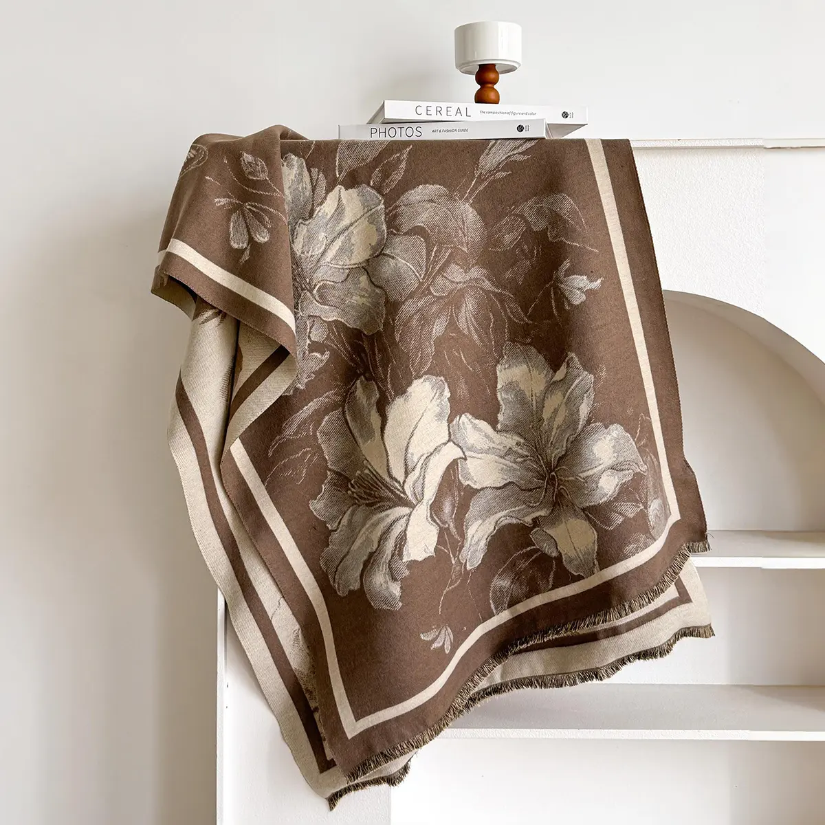 Warmth-Keeping Faux Cashmere Neck Warmer Shawl, 185 x65 cm