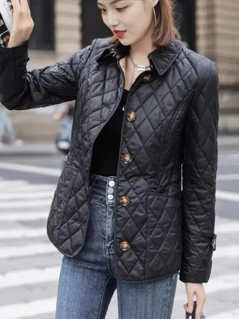 Women's Slim-Fit Diamond-Quilted Cotton Padded Jacket Women's Slim-Fit Diamond-Quilted Cotton Padded Jacket