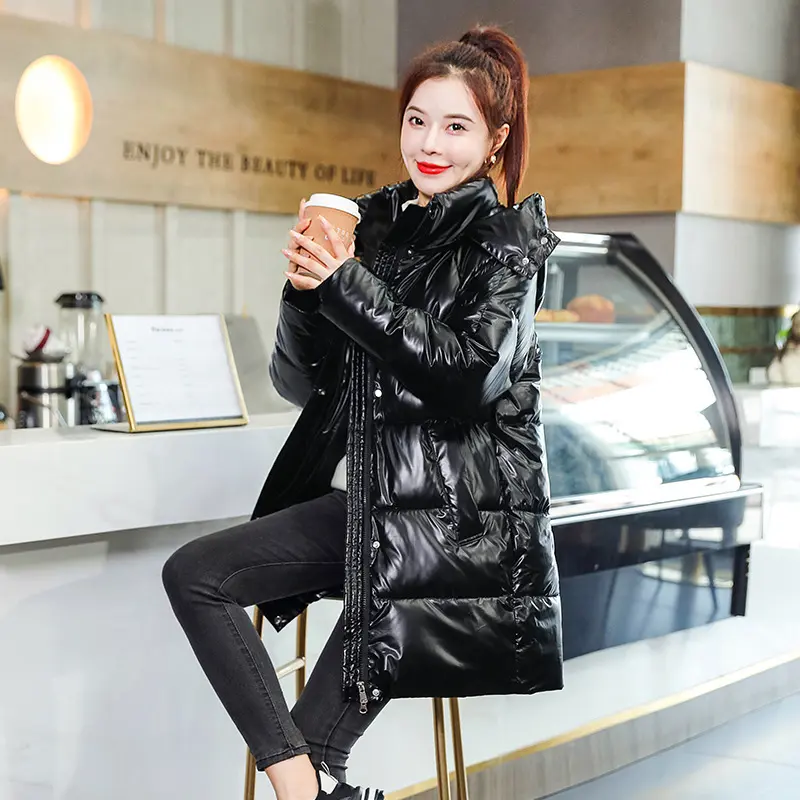 Warm Mid-Length Plus Size Padded Jacket with Faux Fur Collar Warm Mid-Length Plus Size Padded Jacket with Faux Fur Collar