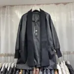 Knitted Stitch Mid-Length Women’s Faux Leather Coat