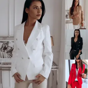 High Quality Blazer Metal Buckle Double Breasted Small Suit