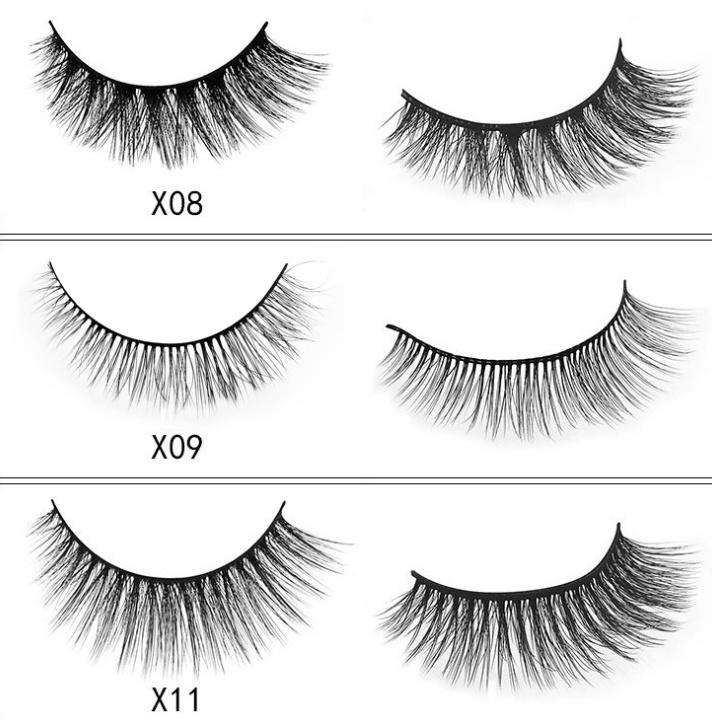 Natural Long 3 D Mink Eyelashes with Cotton Stem, 3 Pairs