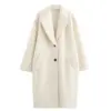 Women’s Elegant Commuter Wool Coat with Lapel, Single-Breasted