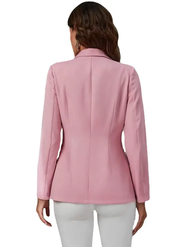 Tailored Slim Fit Suit Collar Women’s Blazer - Polyester