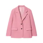 Wrinkle-Free Pink Womens Casual Blazer Long Sleeve