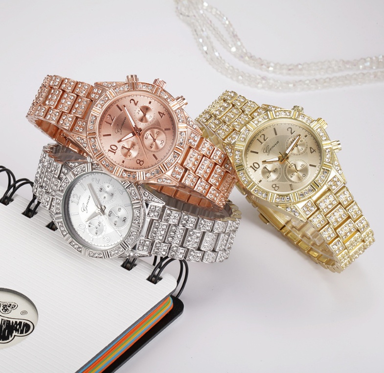 Sparkling Crystal Geneva Quartz Women’s Watch, Stainless Steel