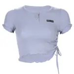 Fashion Drawstring Short Sleeve Slim T-Shirt Women