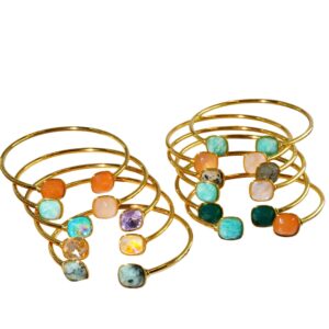 Stainless Steel Bracelet With Two Gemstone Inlays