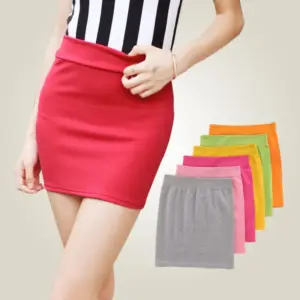 Sleek High-Waist Pleated Mini Skirt with Elastic Waist for Women