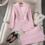 Event-Ready Tailored Polyester Women’s Suit Set with Coat