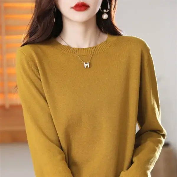 Women's Simple Crew-Neck Pullover Knit Sweater