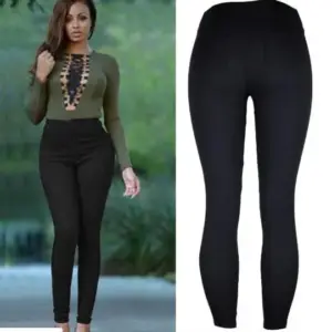 High-Waisted Pencil Trousers for Women with Stretch - Cotton Blend