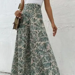 Breathable Chiffon Floral Wide-Leg Pants for Women - High Waist