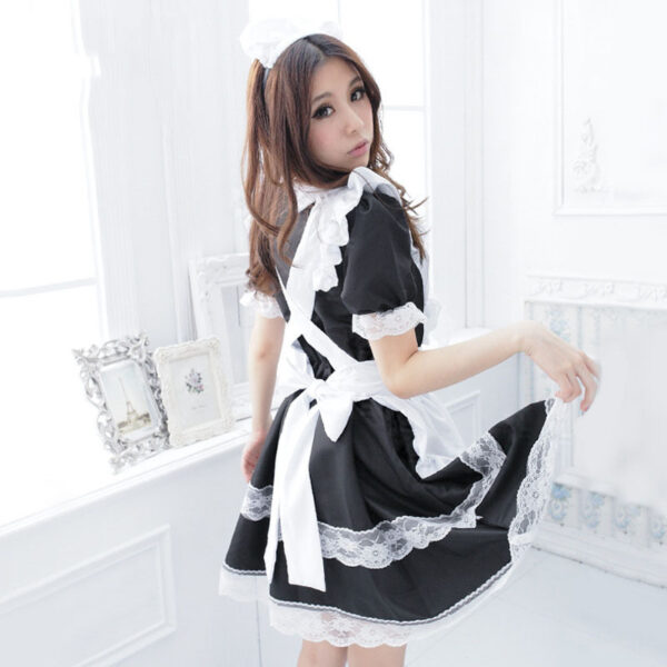 Sexy Maid Costume Cosplay Dress Set with Apron and Headband