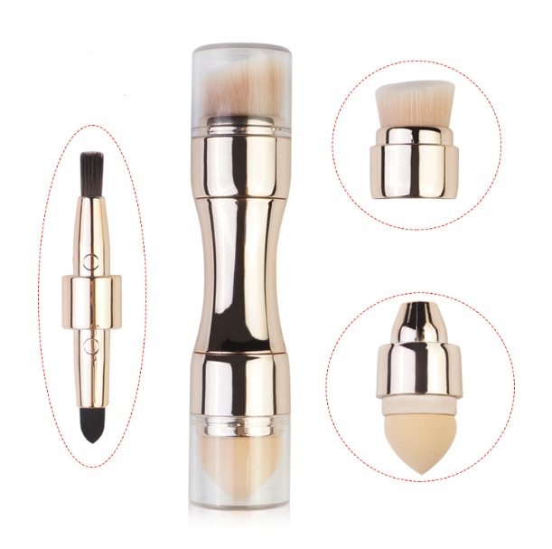 Four-in-one Portable Makeup Brush Set with PBT Bristles Four-in-one Portable Makeup Brush Set with PBT Bristles